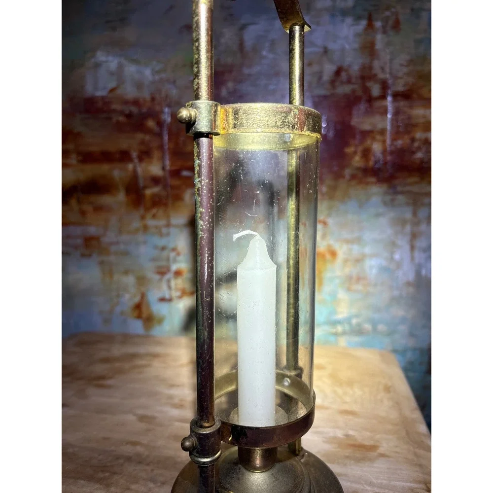 Teleflora Brass & Glass Brass Tone Hurricane Candle Lantern Hanging Decor